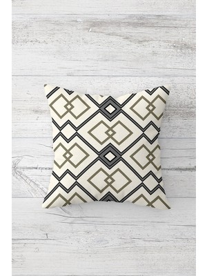 Pelangi Iç Içe Karo Geometrik Çift Tarafı Baskılı Gizli Fermuarlı Yastık Kılıfı Kırlent Koltuk Yastık Kılıfı