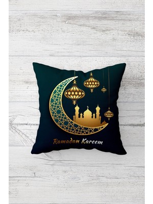 Pelangi Ramadan Kareem Fener Hilal Etnik Çift Tarafı Baskılı Gizli Fermuarlı Kırlent Koltuk Yastık Kılıfı
