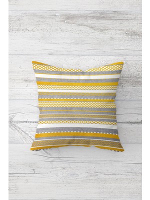 Pelangi Geometrik Çizgiler Çift Tarafı Baskılı Gizli Fermuarlı Yastık Kılıfı Kırlent Koltuk Yastık Kılıfı