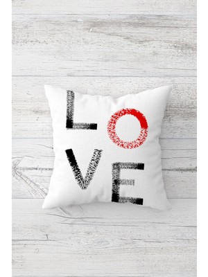 Pelangi Love Yazılı Aşk Çift Tarafı Baskılı Gizli Fermuarlı Yastık Kılıfı Kırlent Koltuk Yastık Kılıfı