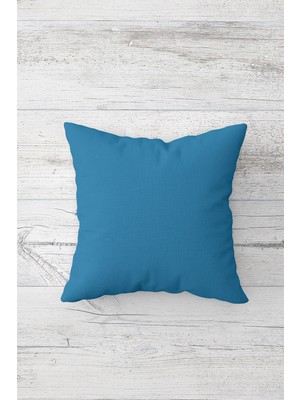 Pelangi Düz Renk Gök Mavisi Çift Tarafı Baskılı Gizli Fermuarlı Yastık Kılıfı Kırlent Koltuk Yastık Kılıfı