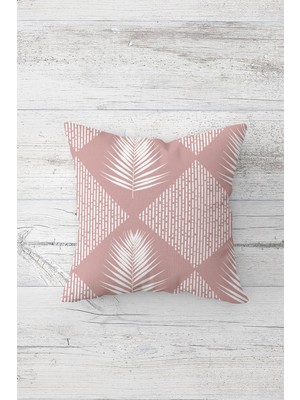 Pelangi Tropikal Yapraklı Karo Çift Taraflı Gizli Fermuarlı Yastık Kılıfı Kırlent Koltuk Yastık Kılıfı