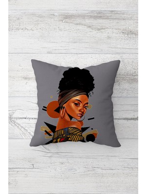 Pelangi Etnik Afrikalı Kadın Çift Tarafı Baskılı Gizli Fermuarlı Yastık Kılıfı Kırlent Koltuk Yastık Kılıfı