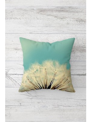 Pelangi Hindiba Desenli Mavi Çift Tarafı Baskılı Gizli Fermuarlı Yastık Kılıfı Kırlent Koltuk Yastık Kılıfı