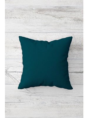 Pelangi Düz Renk Petrol Mavisi Çift Tarafı Baskılı Gizli Fermuar Yastık Kılıfı Kırlent Koltuk Yastık Kılıfı