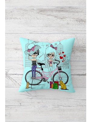 Pelangi Pop Art Desenli Çift Tarafı Baskılı Gizli Fermuarlı Yastık Kılıfı Kırlent Koltuk Yastık Kılıfı