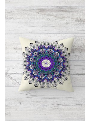 Pelangi Etnik Mandala Desen Çift Tarafı Baskılı Gizli Fermuarlı Yastık Kılıfı Kırlent Koltuk Yastık Kılıfı