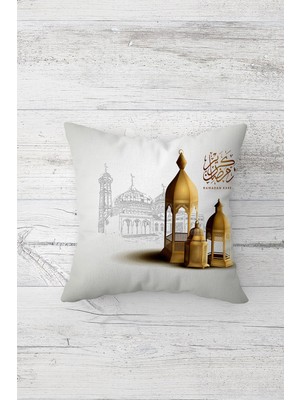 Pelangi Ramadan Kareem Etnik Çift Tarafı Baskılı Gizli Fermuarlı Yastık Kılıfı Kırlent Koltuk Yastık Kılıfı