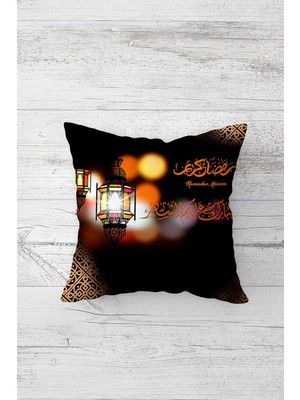 Pelangi Ramadan Kareem Fener Çift Tarafı Baskılı Gizli Fermuarlı Yastık Kılıfı Kırlent Koltuk Yastık Kılıfı
