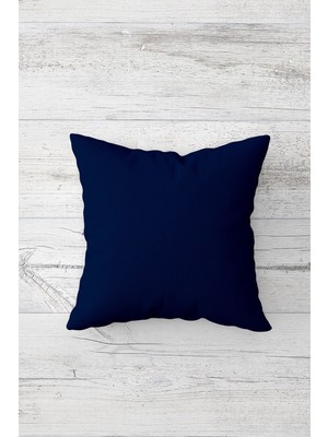 Pelangi Düz Renk Lacivert Çift Tarafı Baskılı Gizli Fermuarlı Yastık Kılıfı Kırlent Koltuk Yastık Kılıfı