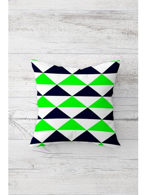 Pelangi Fosforlu Geometrik Desen Çift Tarafı Baskılı Gizli Fermuarlı Yastık Kılıfı Kırlent Yastık Kılıfı