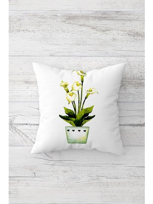 Pelangi Yeşil Orkide Çift Tarafı Baskılı Gizli Fermuarlı Yastık Kılıfı Kırlent Koltuk Yastık Kılıfı