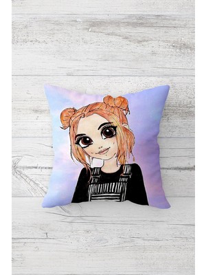 Pelangi Popart Fashion Kız Çift Tarafı Baskılı Gizli Fermuarlı Yastık Kılıfı Kırlent Koltuk Yastık Kılıfı