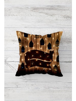 Pelangi Ramadan Kareem Fener Çift Tarafı Baskılı Gizli Fermuarlı Yastık Kılıfı Kırlent Koltuk Yastık Kılıfı