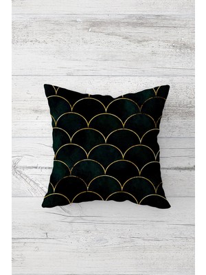 Pelangi Koyu Yeşil Gold Çizgili Çift Tarafı Baskı Gizli Fermuar Yastık Kılıfı Kırlent Koltuk Yastık Kılıfı