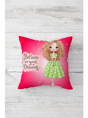 Pelangi Believe In Your Dreams Çift Tarafı Baskı Gizli Fermuarlı Yastık Kılıfı Kırlent Koltuk Yastık Kılıfı