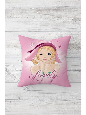 Pelangi Lovely Çift Tarafı Baskılı Gizli Fermuarlı Yastık Kılıfı Kırlent Koltuk Yastık Kılıfı