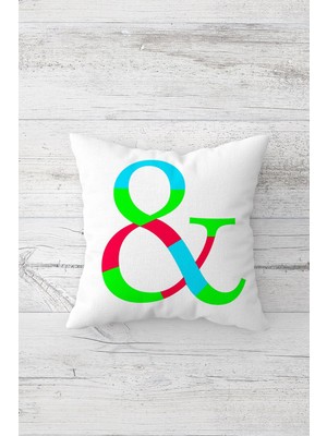 Pelangi Renkli & Yazılı Çift Tarafı Baskılı Gizli Fermuarlı Yastık Kılıfı Kırlent Koltuk Yastık Kılıfı