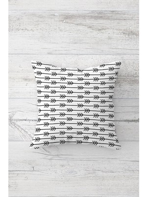 Pelangi Şeritli Ok Desenli Çift Tarafı Baskılı Gizli Fermuarlı Yastık Kılıfı Kırlent Koltuk Yastık Kılıfı