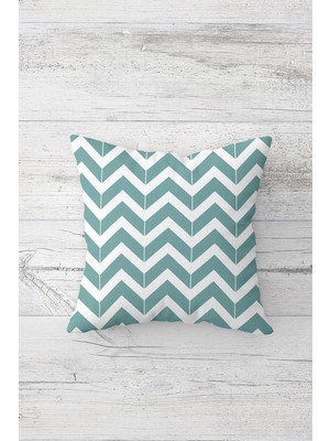 Pelangi Mint Yeşili Zigzag Çift Tarafı Baskılı Gizli Fermuarlı Yastık Kılıfı Kırlent Koltuk Yastık Kılıfı