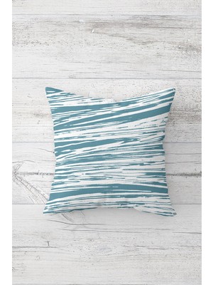 Pelangi Mavi Rastgele Çizgili Çift Tarafı Baskılı Gizli Fermuarlı Yastık Kılıfı Kırlent Koltuk Yastık Kılıfı