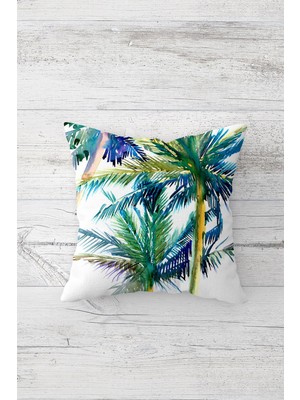 Pelangi Renkli Ağaç Desenli Çift Tarafı Baskılı Gizli Fermuarlı Yastık Kılıfı Kırlent Koltuk Yastık Kılıfı