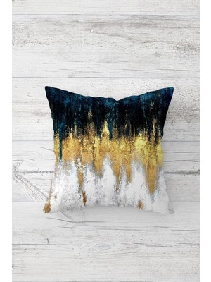 Pelangi Gold Kağıt Efektli Çift Tarafı Baskılı Gizli Fermuarlı Yastık Kılıfı Kırlent Koltuk Yastık Kılıfı