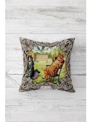 Pelangi Parktaki Kediler Çift Tarafı Baskılı Gizli Fermuarlı Yastık Kılıfı Kırlent Koltuk Yastık Kılıfı