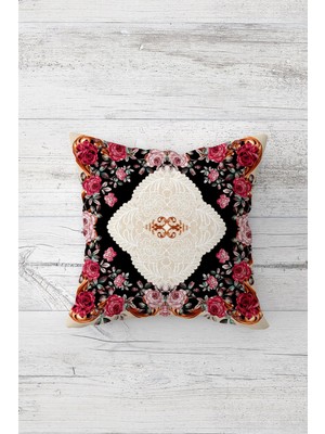 Pelangi Çiçek Desenli Çift Tarafı Baskılı Gizli Fermuarlı Yastık Kılıfı Kırlent Koltuk Yastık Kılıfı