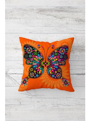 Pelangi Turuçift Tarafı Baskılı Gizli Fermuarlı Yastık Kılıfı Kırlent Koltuk Yastık Kılıfı