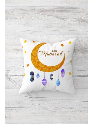 Pelangi Ramadan Kareem Fener Hilal Etnik Çift Tarafı Baskılı Gizli Fermuarlı Kırlent Koltuk Yastık Kılıfı