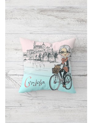 Pelangi Cordoba Desenli Çift Tarafı Baskılı Gizli Fermuarlı Yastık Kılıfı Kırlent Koltuk Yastık Kılıfı