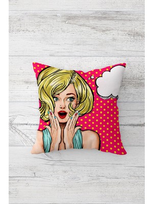 Pelangi Pop Art Karikatür Desenli Çift Tarafı Baskılı Gizli Fermuarlı Yastık Kılıfı Kırlent Koltuk Kılıfı