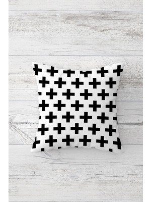 Pelangi Beyaz Zemin Geometrik Desen Çift Tarafı Baskılı Gizli Fermuarlı Yastık Kılıfı Kırlent Yastık Kılıfı