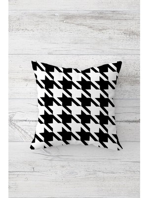 Pelangi Siyah Beyaz Desenli Çift Tarafı Baskılı Gizli Fermuarlı Yastık Kılıfı Kırlent Koltuk Yastık Kılıfı