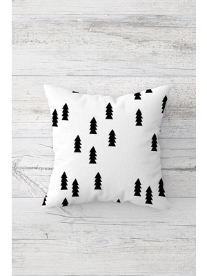 Pelangi Çam Ağacı Desenli Çift Tarafı Baskılı Gizli Fermuarlı Yastık Kılıfı Kırlent Koltuk Yastık Kılıfı