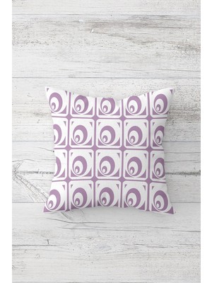 Pelangi Geometrik Çember Geçişli Lila Çift Tarafı Baskı Gizli Fermuarlı Yastık Kırlent Koltuk Yastık Kılıfı