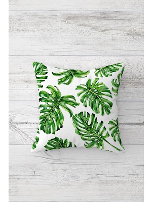 Pelangi Yaprak Desenli Çift Tarafı Baskılı Gizli Fermuarlı Yastık Kılıfı Kırlent Koltuk Yastık Kılıfı