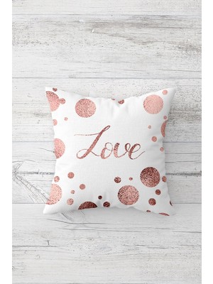 Pelangi Love Yazı Desenli Çift Tarafı Baskılı Gizli Fermuarlı Yastık Kılıfı Kırlent Koltuk Yastık Kılıfı