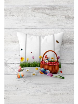 Pelangi Bahar Temalı Renkli Laleler Çift Tarafı Baskılı Gizli Fermuarlı Yastık Kılıfı Kırlent Yastık Kılıfı