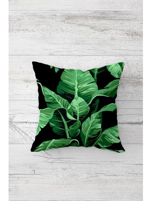 Pelangi Yaprak Desneli Çift Tarafı Baskılı Gizli Fermuarlı Yastık Kılıfı Kırlent Koltuk Yastık Kılıfı