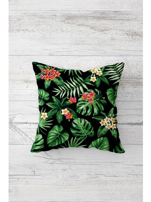 Pelangi Yeşil Yaprak Desenli Çift Tarafı Baskılı Gizli Fermuarlı Yastık Kılıfı Kırlent Koltuk Yastık Kılıfı