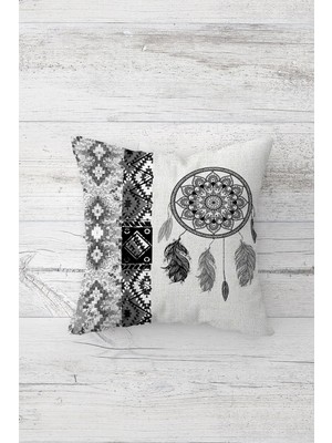 Pelangi Bohem Desenli Çift Tarafı Baskılı Gizli Fermuarlı Yastık Kılıfı Kırlent Koltuk Yastık Kılıfı