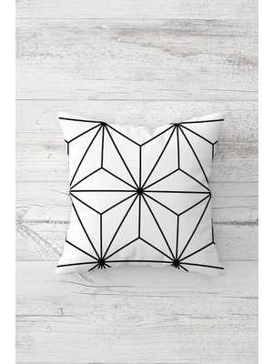 Pelangi Beyaz Geometrik Desen Çift Tarafı Baskılı Gizli Fermuarlı Yastık Kılıfı Kırlent Koltuk Yastık Kılıfı