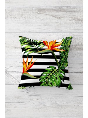 Pelangi Tropikal Çift Tarafı Baskılı Gizli Fermuarlı Yastık Kılıfı Kırlent Koltuk Yastık Kılıfı