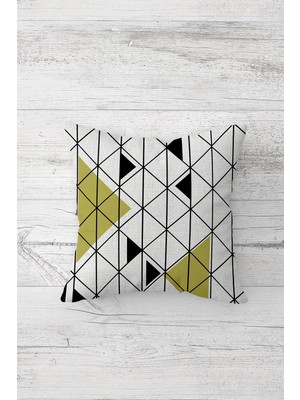 Pelangi Geometrik Desenli Çift Tarafı Baskılı Gizli Fermuarlı Yastık Kılıfı Kırlent Koltuk Yastık Kılıfı