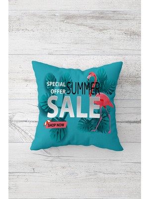 Pelangi Summer Sale Yazılı Çift Tarafı Baskılı Gizli Fermuarlı Yastık Kılıfı Kırlent Koltuk Yastık Kılıfı