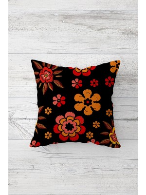 Pelangi Çiçekli Motif Çift Tarafı Baskılı Gizli Fermuarlı Yastık Kılıfı Kırlent Koltuk Yastık Kılıfı