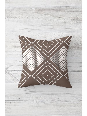 Pelangi Noktalı Iç Içe Kareler Çift Tarafı Baskı Gizli Fermuarlı Yastık Kılıfı Kırlent Koltuk Yastık Kılıfı