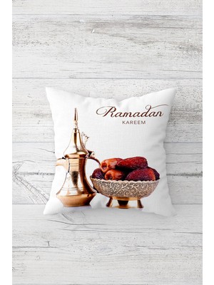 Pelangi Ramazan Zemzem Hurma Mubarak Çift Tarafı Baskılı Gizli Fermuarlı Kırlent Koltuk Yastık Kılıfı